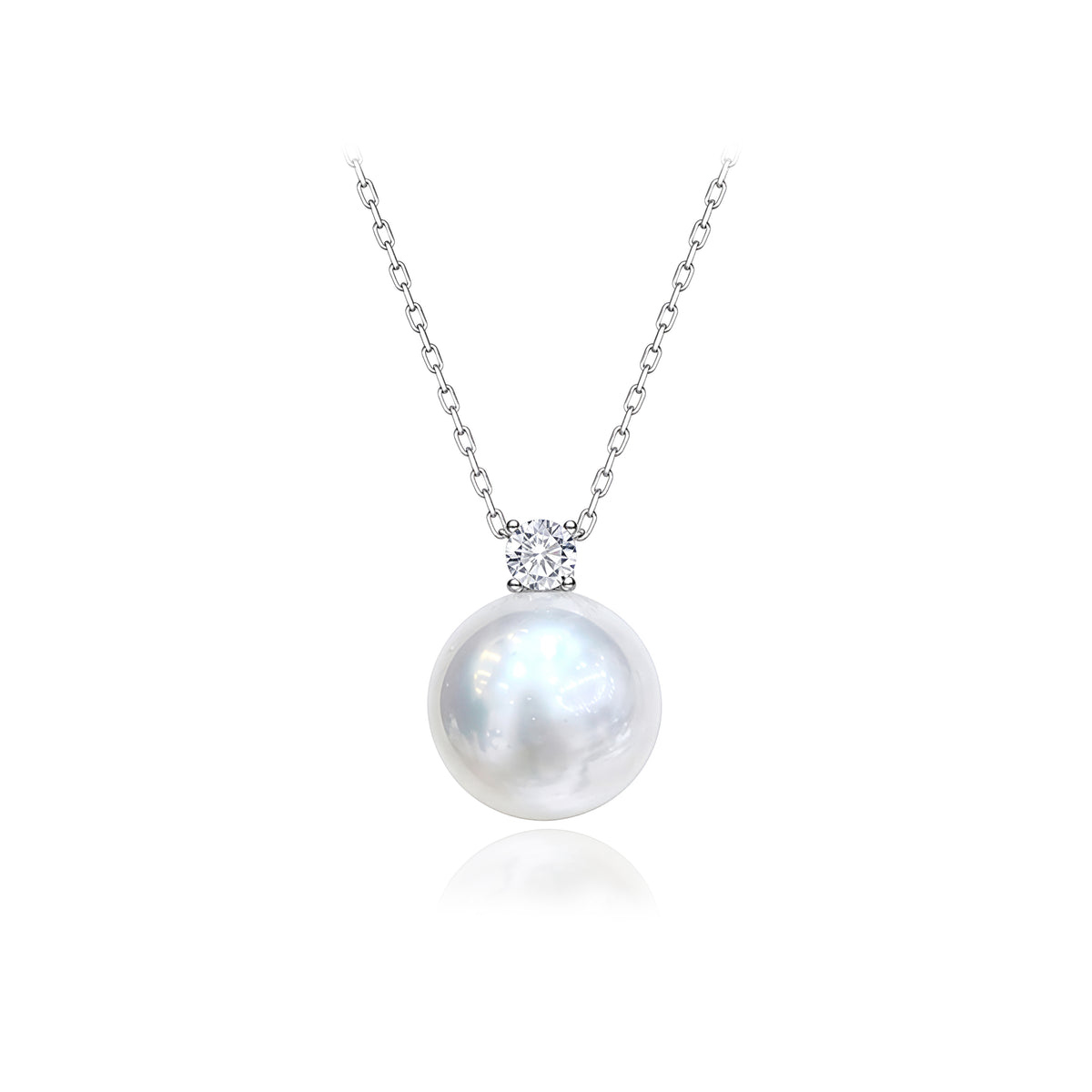 11.0-12.0mm White Freshwater Pearl Dion Pendant in Sterling Silver - AAAAA Quality