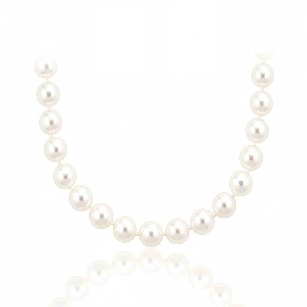 Dainty Elegant 9-10mm Natural Non-Nucleated White Near-Round Threaded Freshwater Pearl Necklace, Female Romantic Birthday Gift for Special Occasions