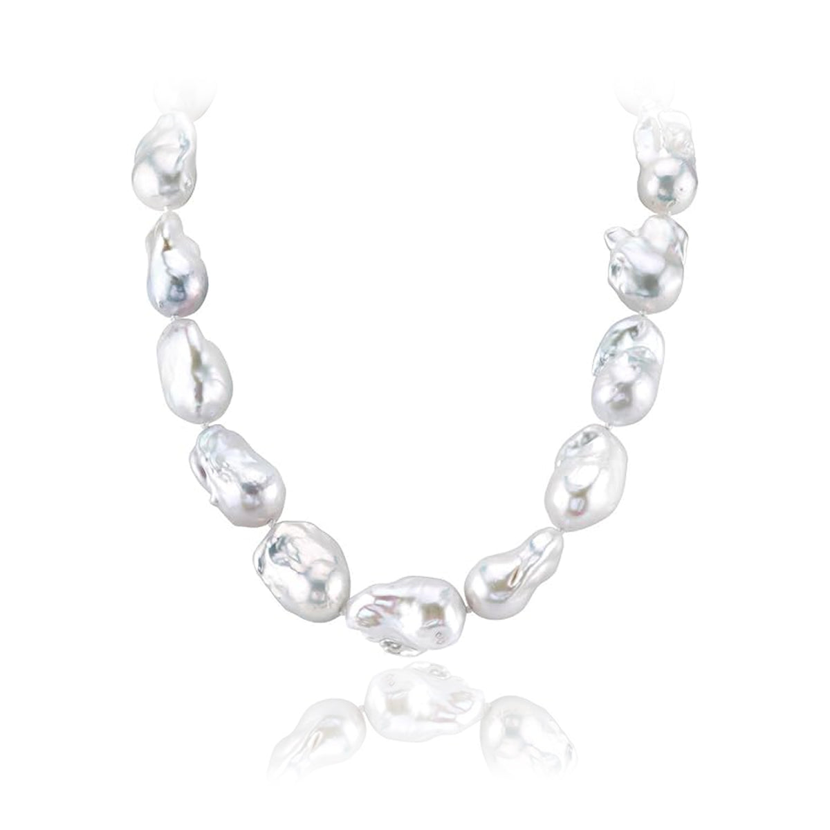 Baroque Shaped 13-16mm White Freshwater Cultured Pearl Necklace for Women in 18"&20"&22"Princess Length