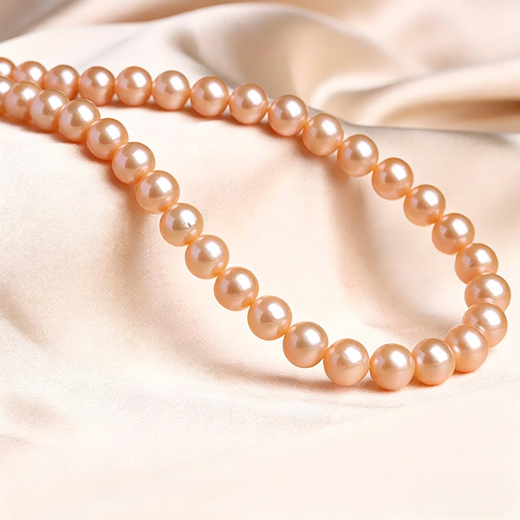 Pink & Orange Natural Freshwater Edison Pearl Necklace | 7-8mm & 3-4mm Gradient Beads