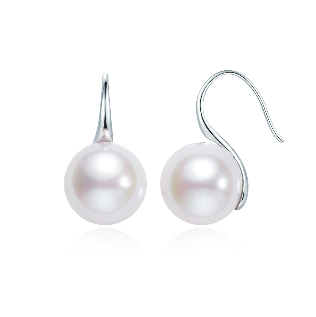 10-11mm Natural Pearl Drop Earrings with S925 Silver Hooks