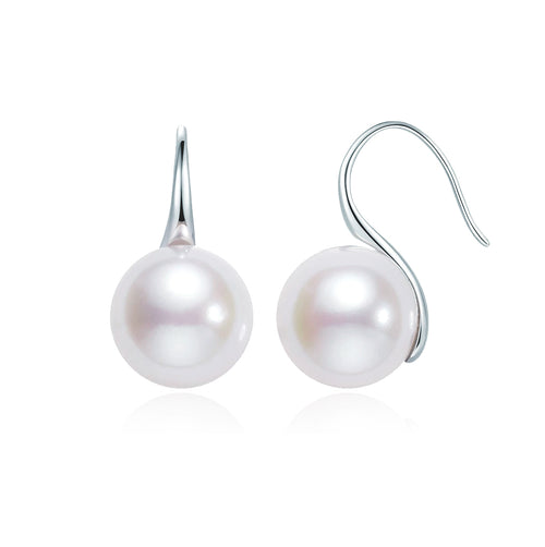 10-11mm Natural Pearl Drop Earrings with S925 Silver Hooks