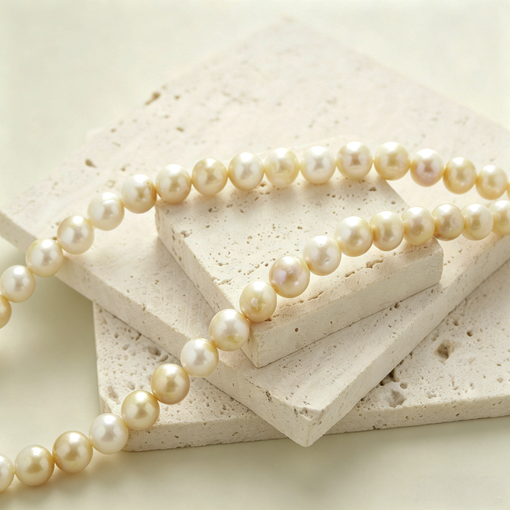 Natural White Non-Nucleated Freshwater Pearl Necklace, Pearls with Natural Golden Flecks, Dainty Layered Jewelry for Women, Gift for Her