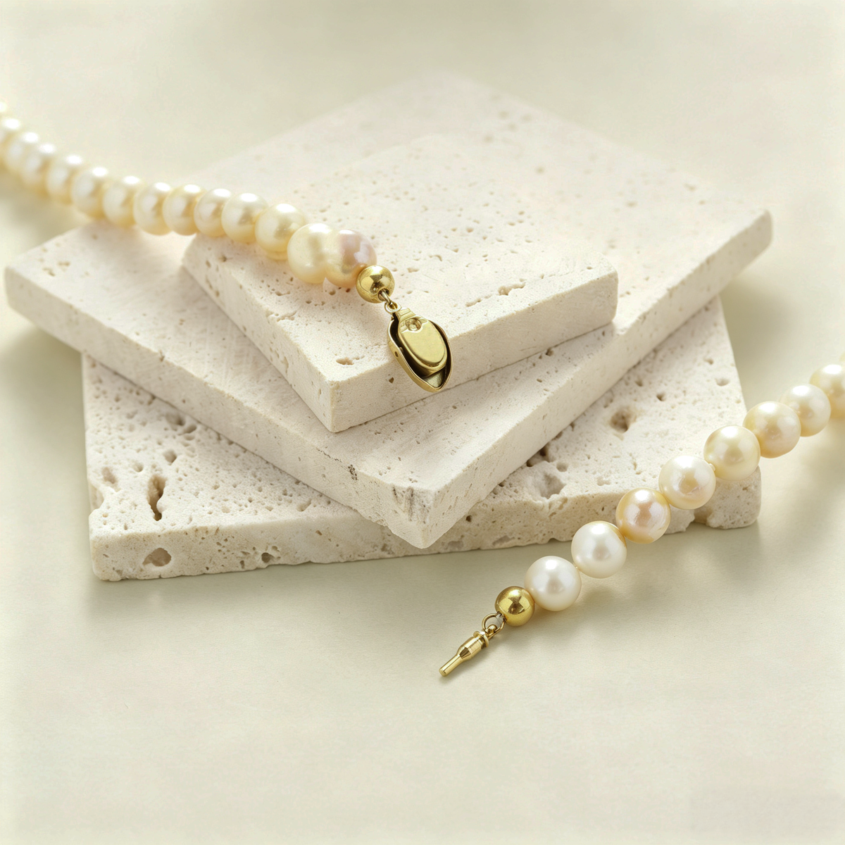 Natural White Non-Nucleated Freshwater Pearl Necklace, Pearls with Natural Golden Flecks, Dainty Layered Jewelry for Women, Gift for Her