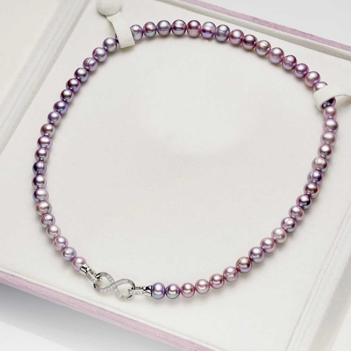 Genuine Iridescent Purple Non-Nucleated Ribbed Baroque Pearl Jewelry Set, 7-8mm Near Round Dainty Pearls, 16, 18 & 20 Inch Necklace Chain, Elegant Gift for Women