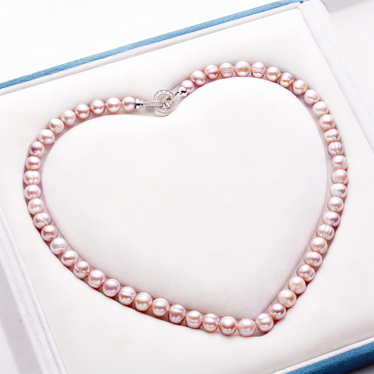 Genuine Iridescent Pink Non-Nucleated Ribbed Baroque Pearl Jewelry Set, 7-8mm Near Round Dainty Pearls, 16, 18 & 20 Inch Necklace Chain, Elegant Gift for Women