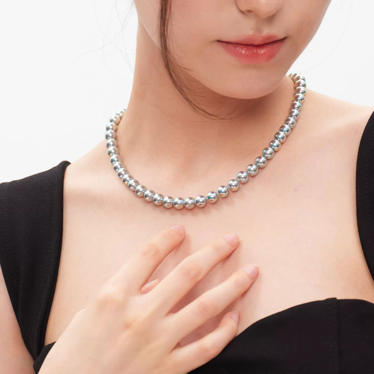 7‑9mm Natural Blue‑Tone Akoya Pearl Necklace