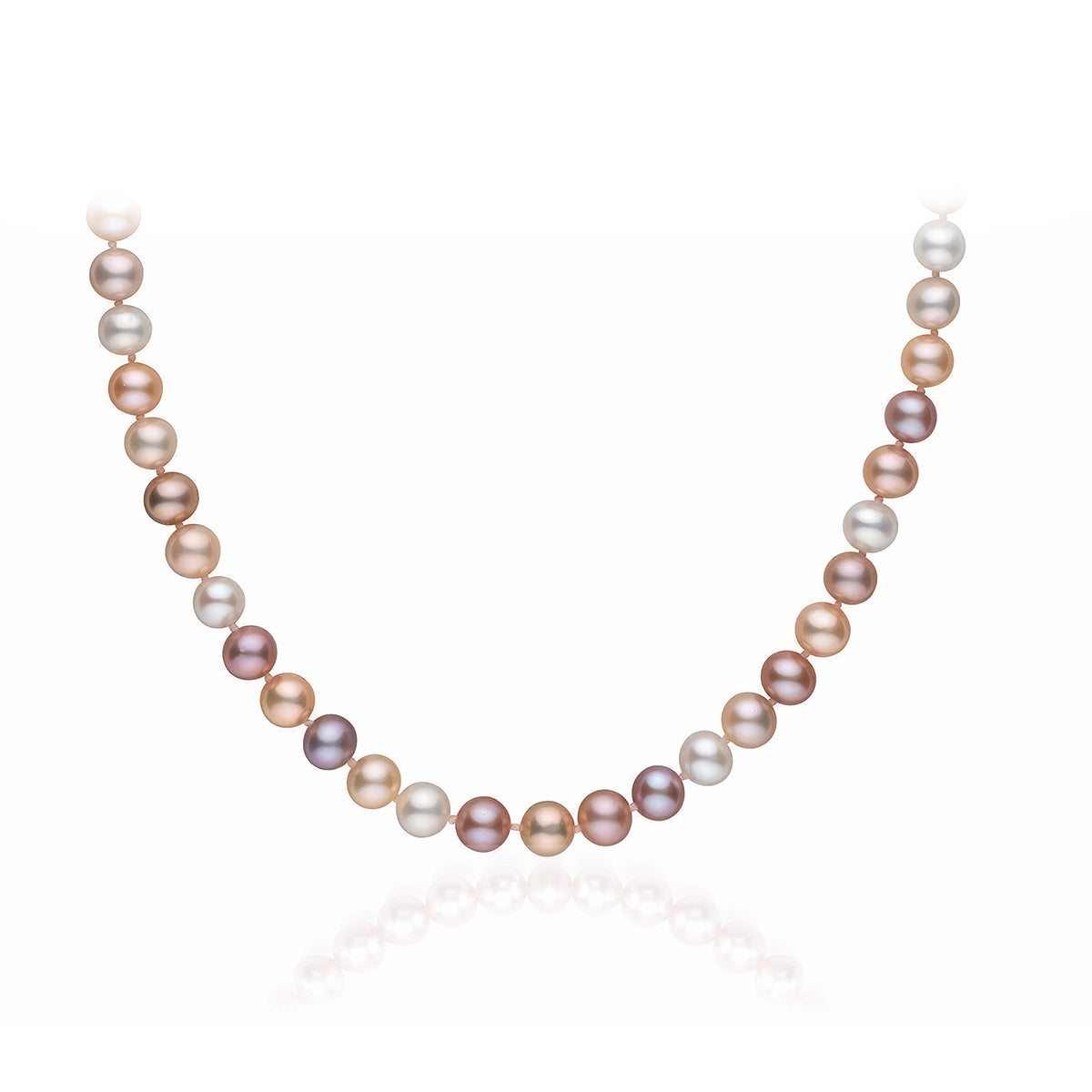 8‑10mm Natural Candy‑Colored Freshwater Pearl Necklace for Women, Near‑Round Pearls, S925 Silver Clasp | Holiday Gifts for Her