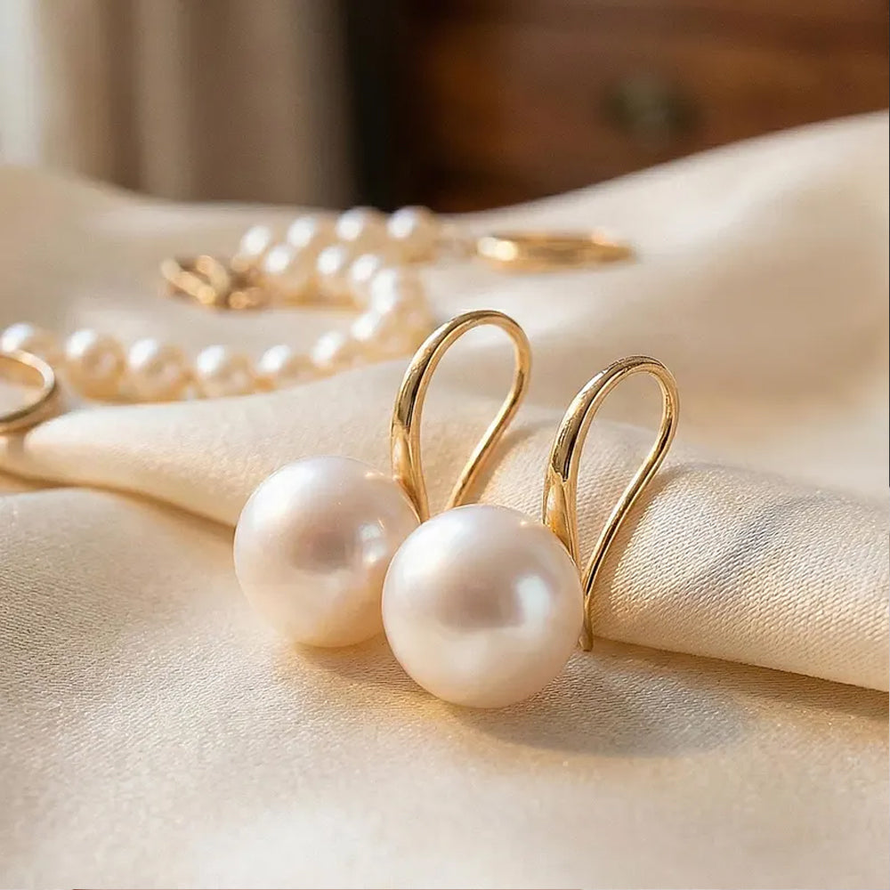 10-11mm Natural Pearl Drop Earrings with S925 Silver Hooks