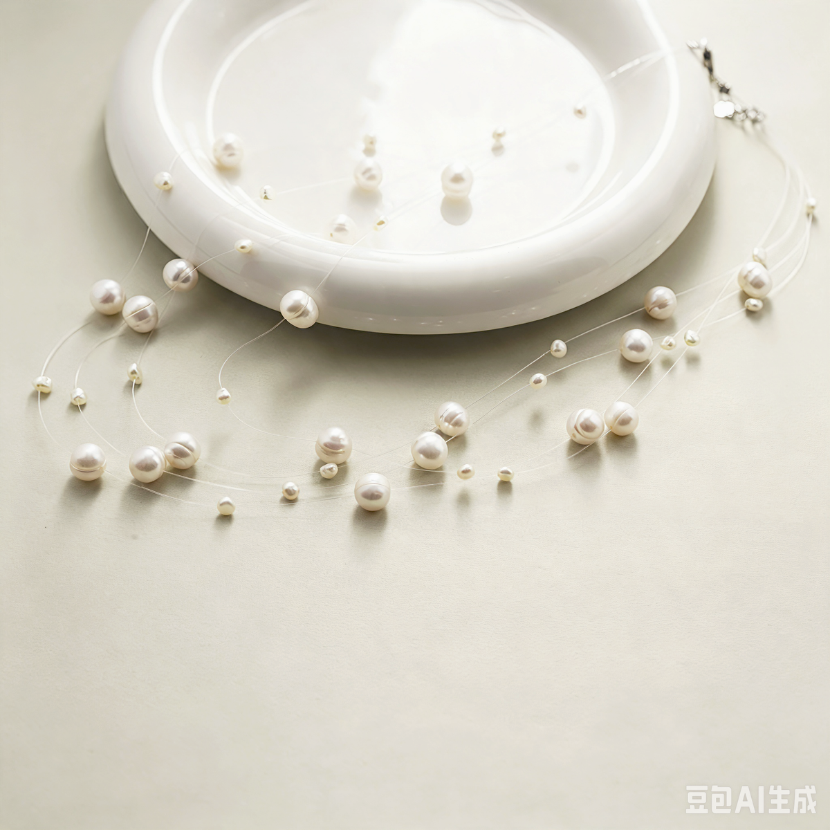 Four-layer Natural Freshwater Pearl Stacking Necklace, Starry Sky Design