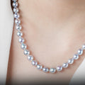 7‑9mm Natural Blue‑Tone Akoya Pearl Necklace