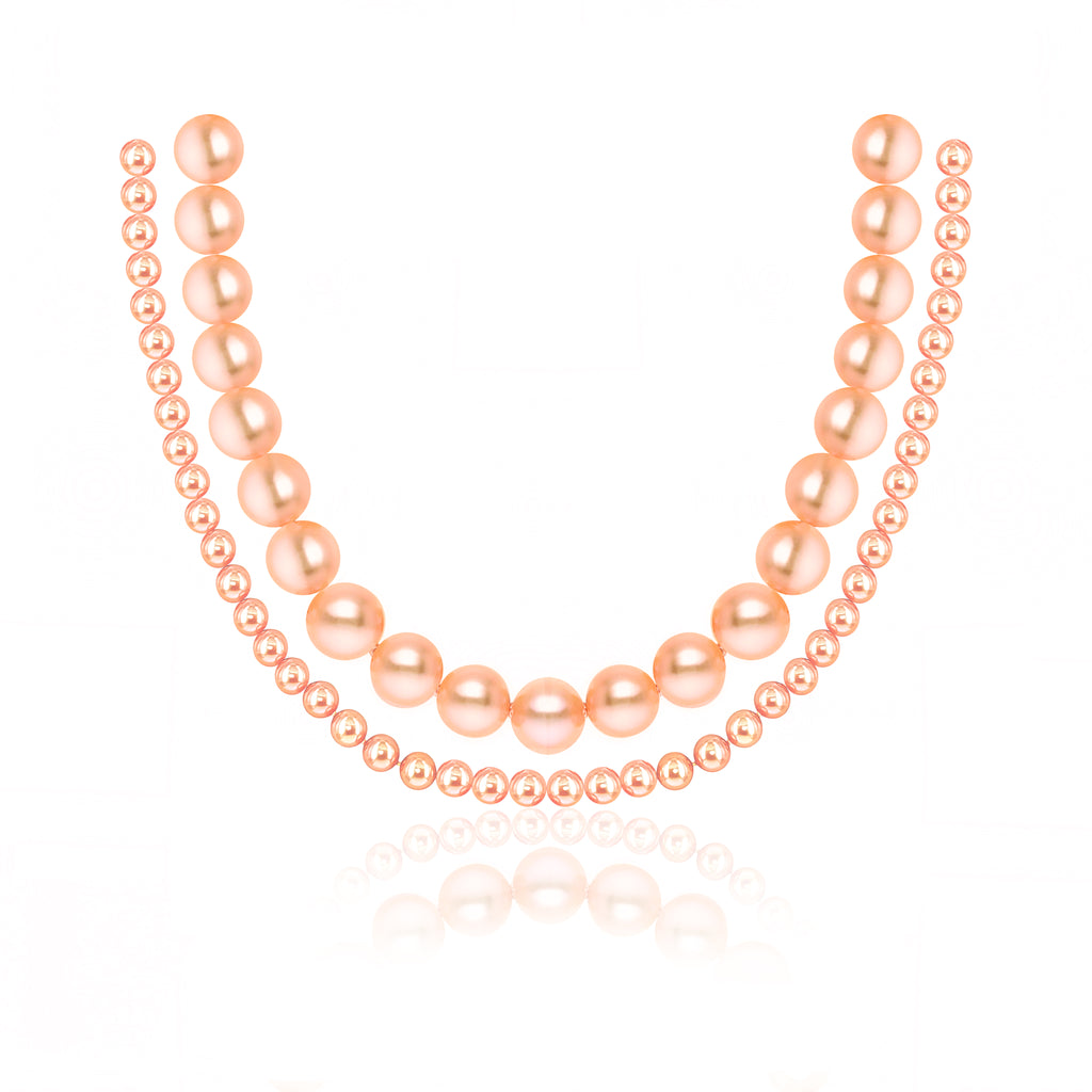 Pink & Orange Natural Freshwater Edison Pearl Necklace | 7-8mm & 3-4mm Gradient Beads