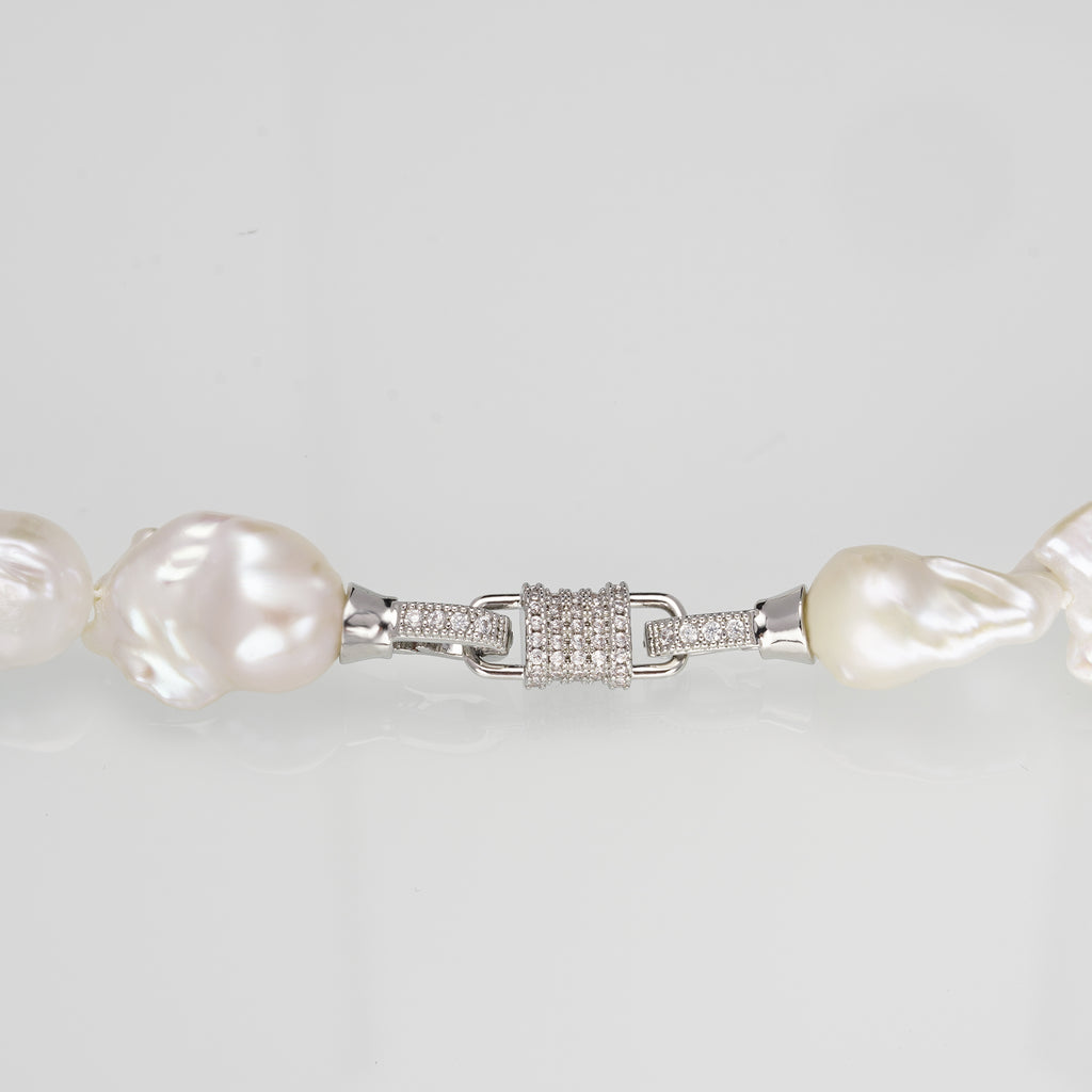 Baroque Shaped 13-16mm White Freshwater Cultured Pearl Necklace for Women in 18"&20"&22"Princess Length