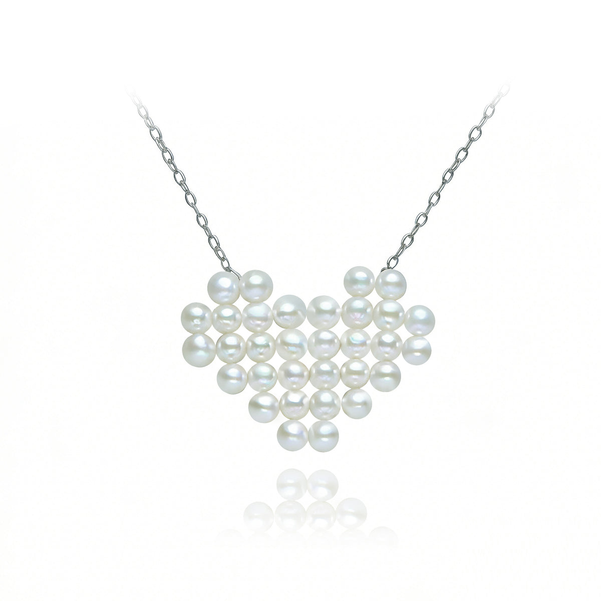 S925 Silver Natural Freshwater Pearl Woven Heart Pendant Cute Love Design Jewelry