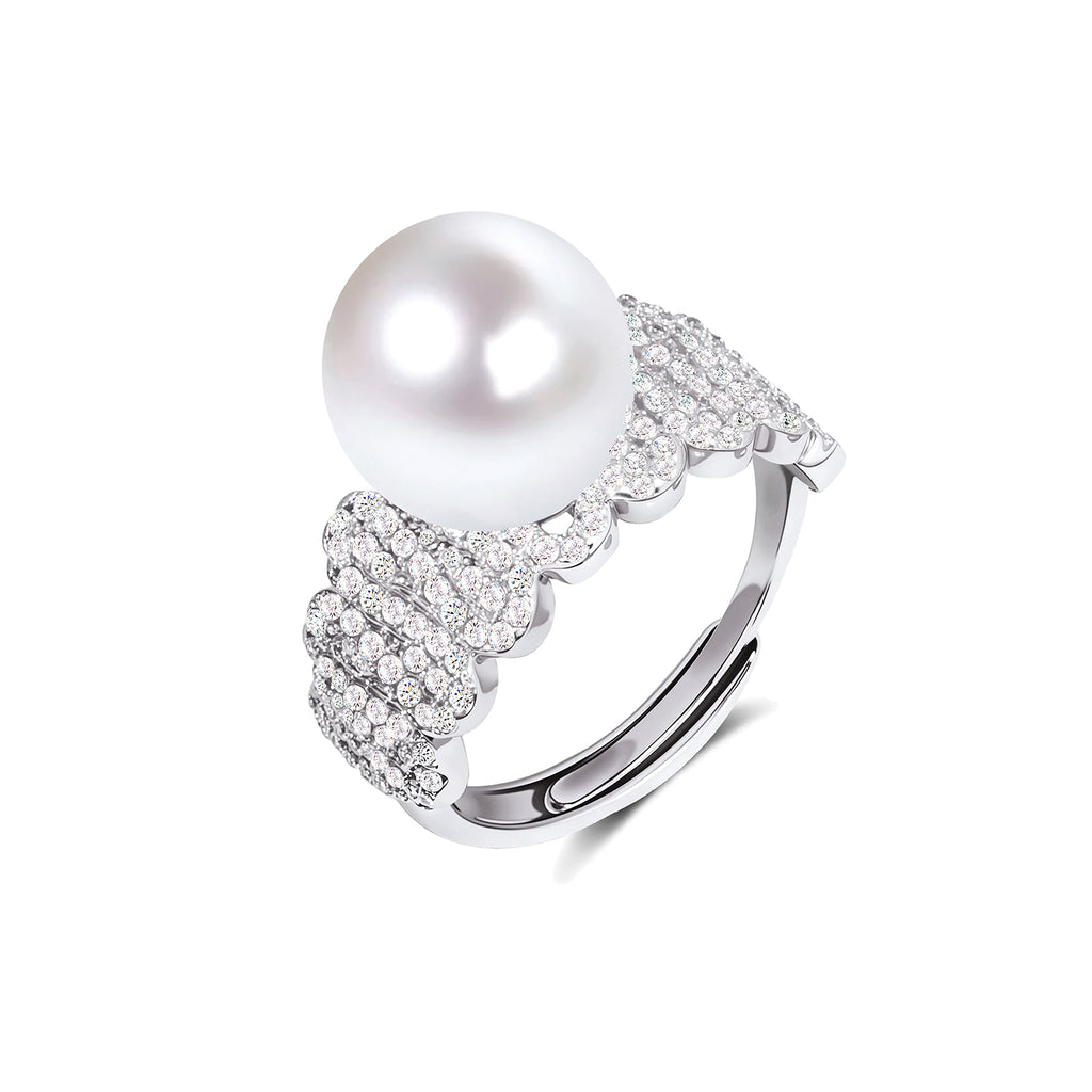 Eternal Dreamweaver Collection | S925 Silver Zircon & Pearl Ring - Romantic Love Symbol Band