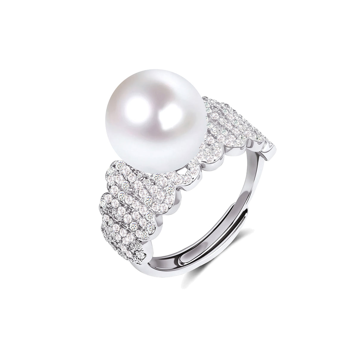 Eternal Dreamweaver Collection | S925 Silver Zircon & Pearl Ring - Romantic Love Symbol Band