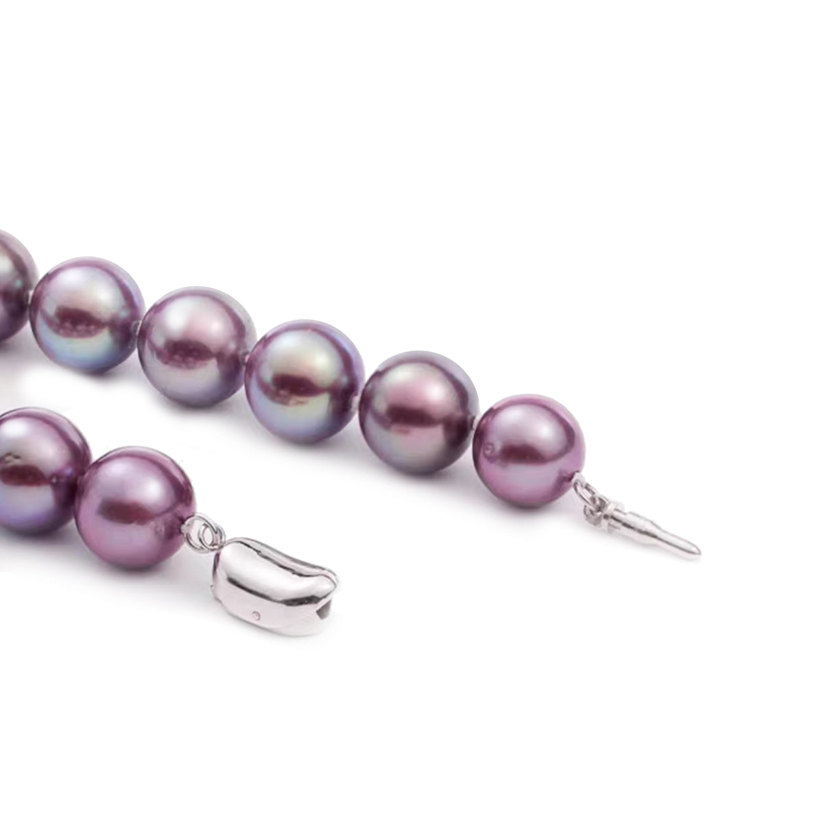 Iridescent Purple Freshwater Pearl Necklace 8-9mm | Romantic Rose Design with Sterling Silver Clasp