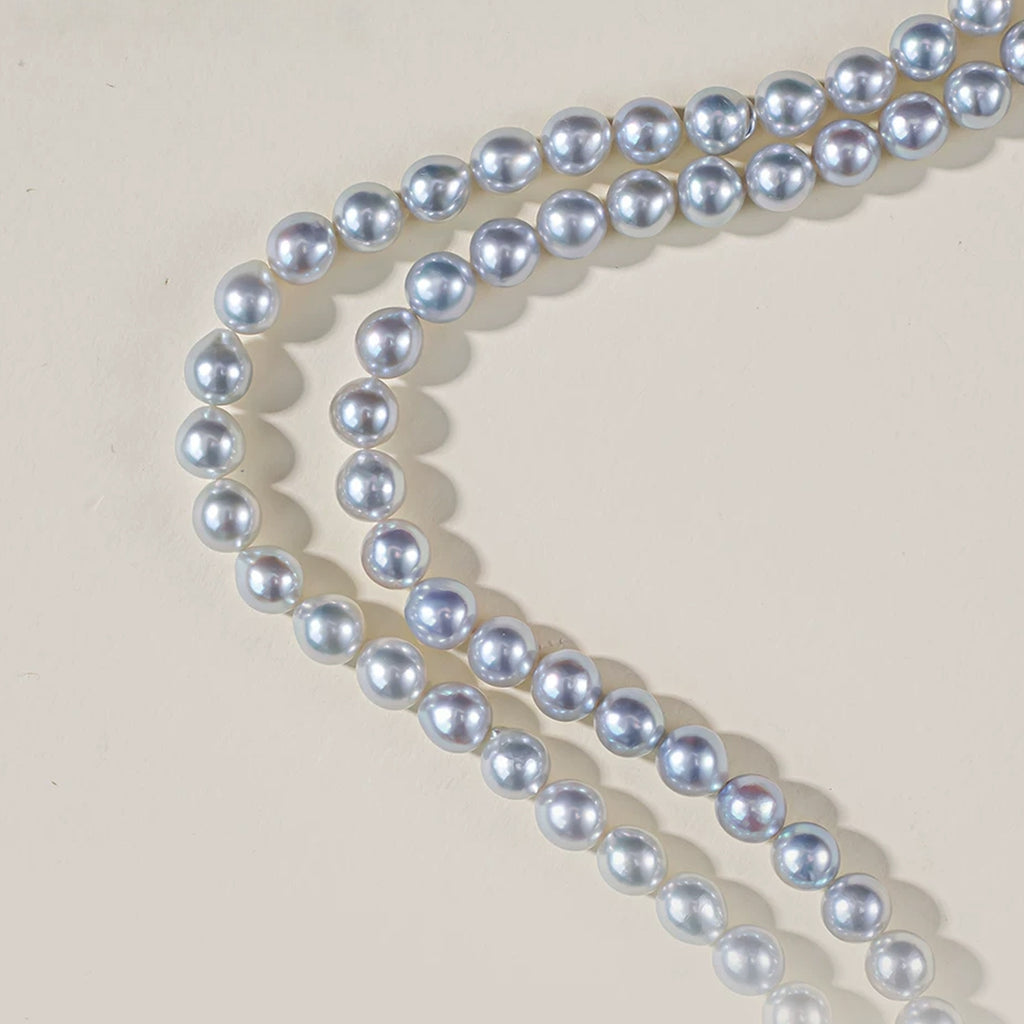 7‑9mm Natural Blue‑Tone Akoya Pearl Necklace