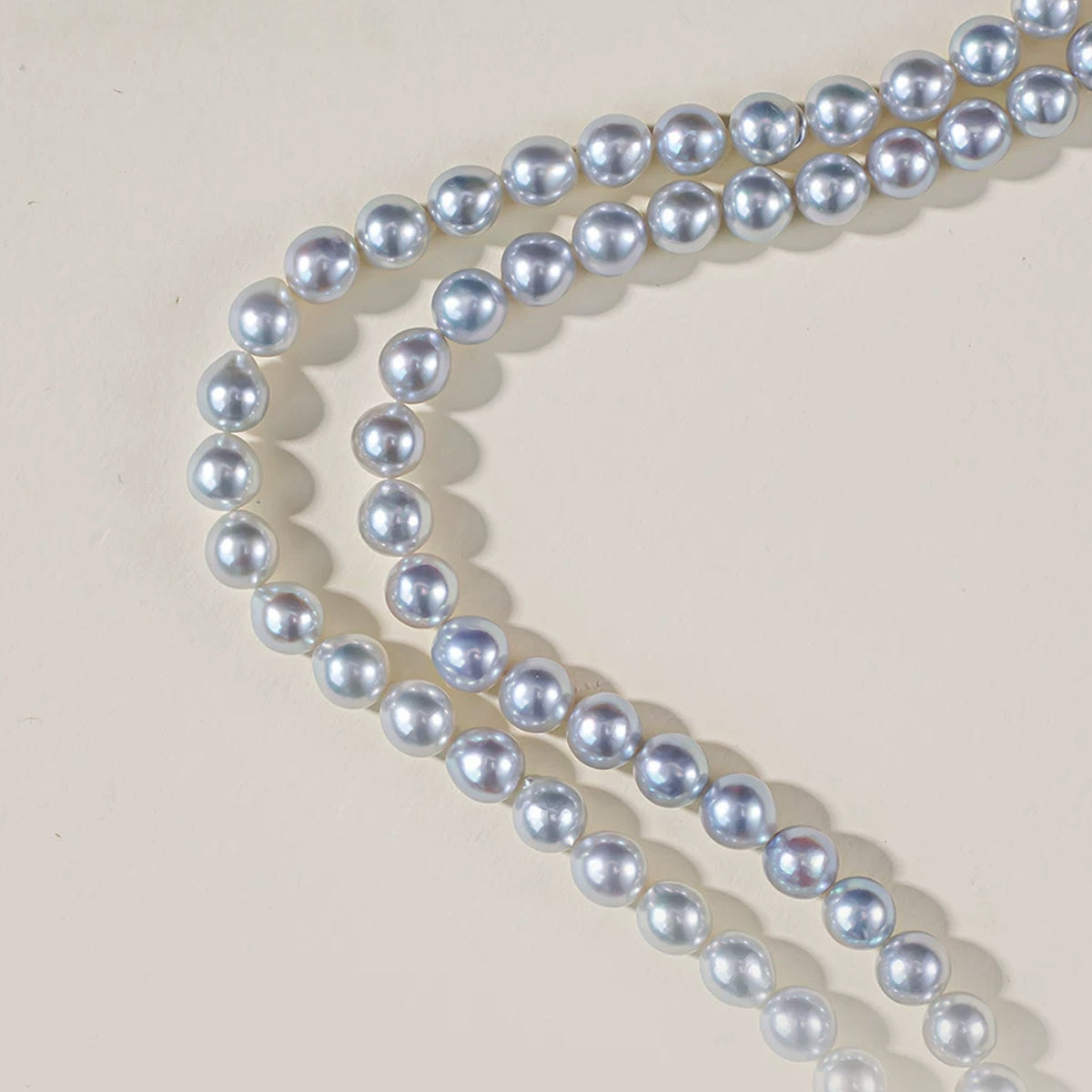 7‑9mm Natural Blue‑Tone Akoya Pearl Necklace