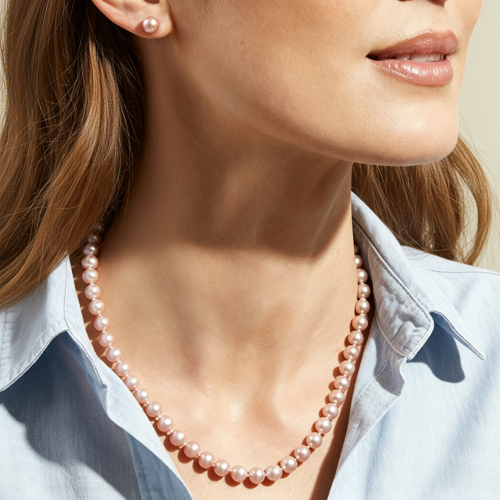 7-8mm Lilac Purple Freshwater Pearl Necklace | AAAA Quality | Elegant Gift