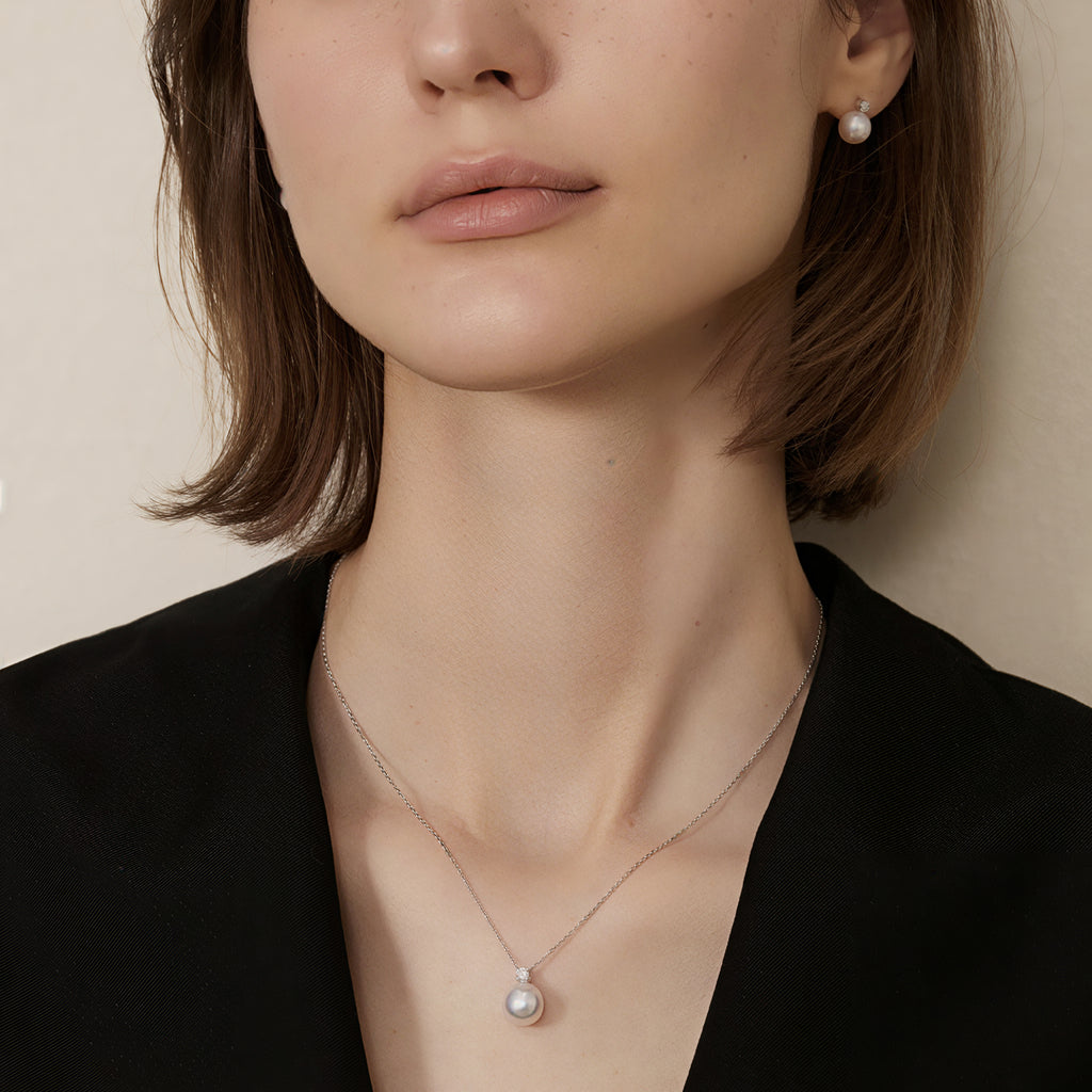 11.0-12.0mm White Freshwater Pearl Dion Pendant in Sterling Silver - AAAAA Quality