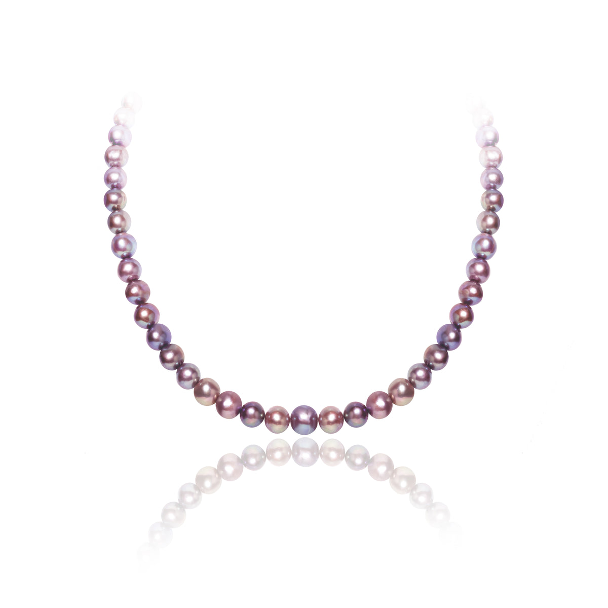 Iridescent Purple Freshwater Pearl Necklace 8-9mm | Romantic Rose Design with Sterling Silver Clasp
