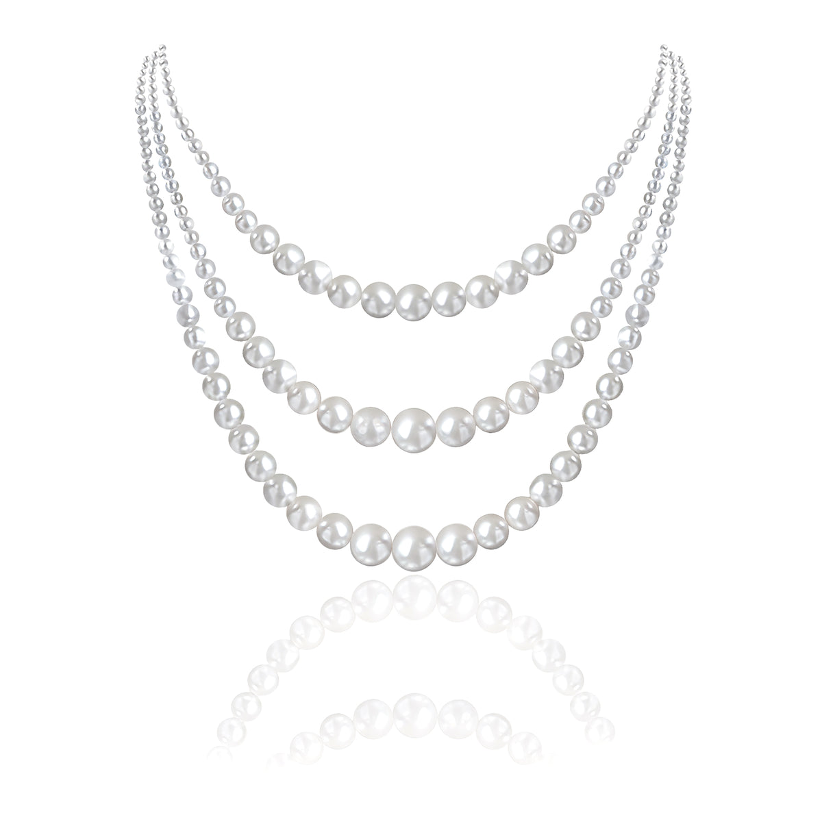 Hepburn-Inspired Multi-Layer Gradient Natural Freshwater Pearl Necklace  | Premium Light Luxury Adjustable Jewelry 18-20 Inches | Elegant Romantic Gift for Her