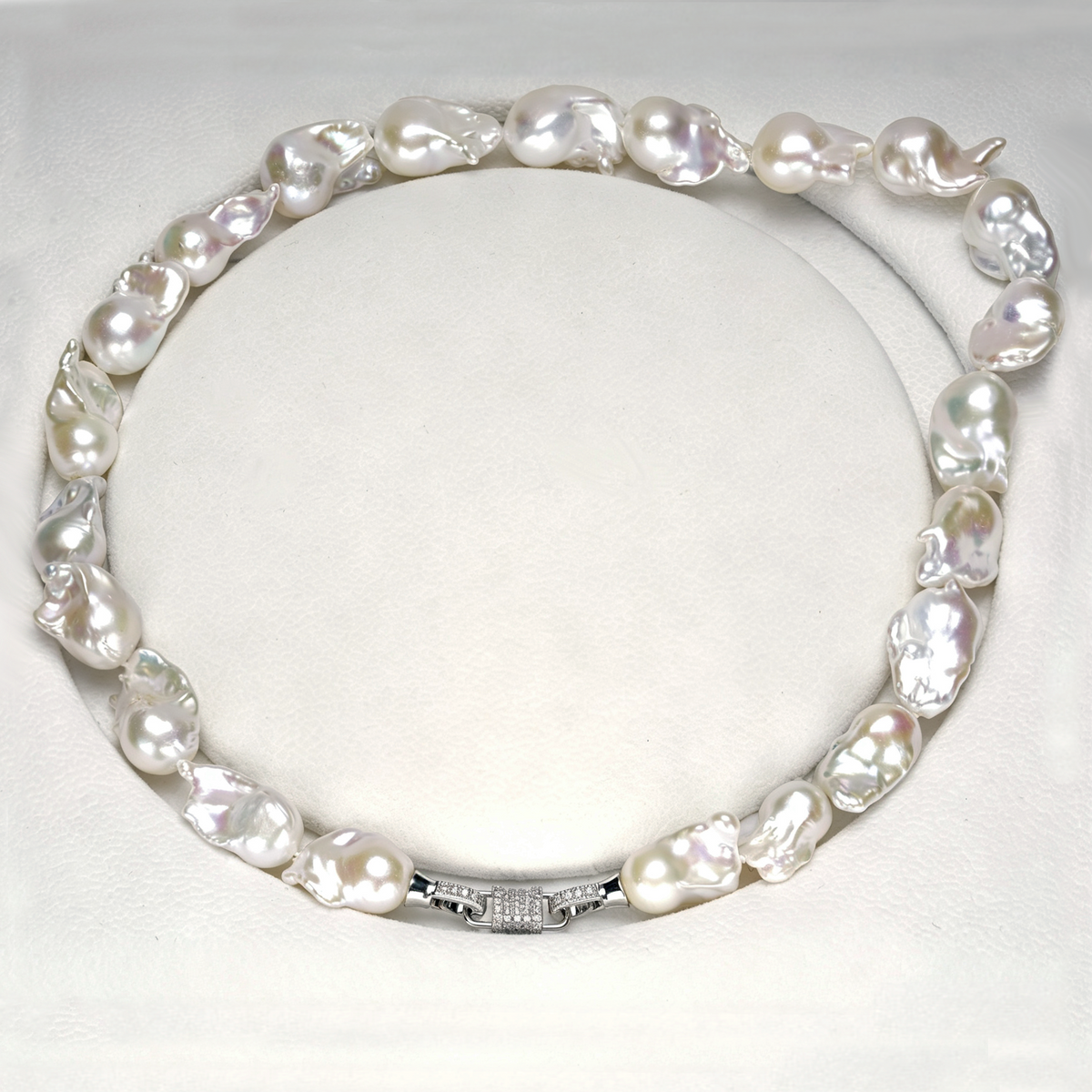 Baroque Shaped 13-16mm White Freshwater Cultured Pearl Necklace for Women in 18"&20"&22"Princess Length