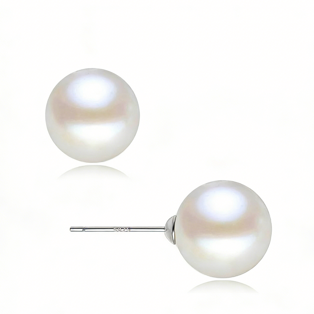 925 Sterling Silver Large Freshwater Edison Pearl Stud Earrings, Fine Jewelry Gift for Women