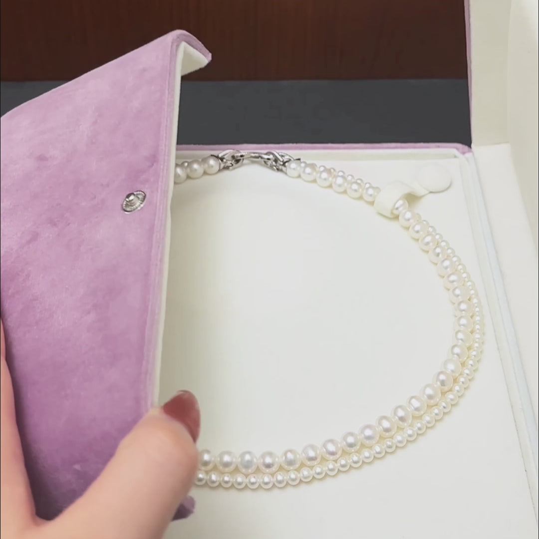 Convertible Double-Strand Natural Freshwater Pearl Necklace – Versatile Multi-Style Fashion Jewelry