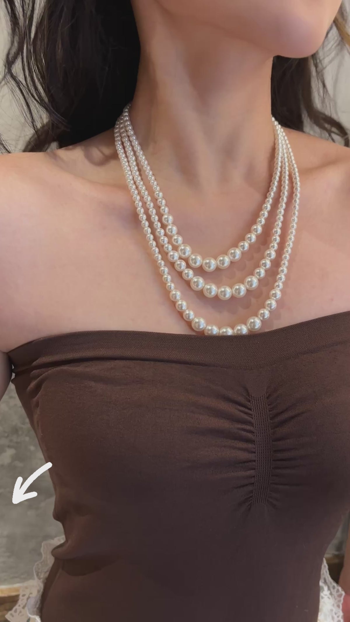 Hepburn-Inspired Multi-Layer Gradient Natural Freshwater Pearl Necklace  | Premium Light Luxury Adjustable Jewelry 18-20 Inches | Elegant Romantic Gift for Her