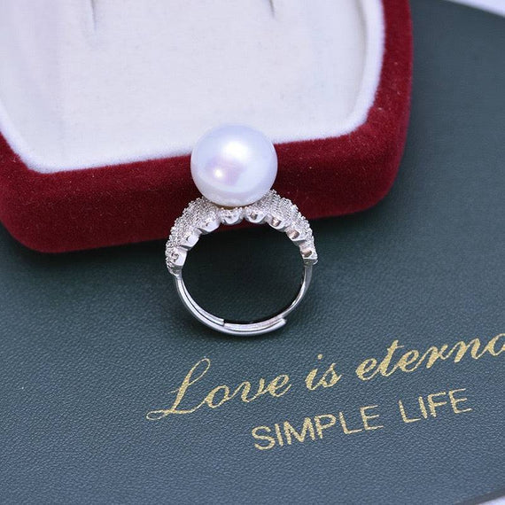 Eternal Dreamweaver Collection | S925 Silver Zircon & Pearl Ring - Romantic Love Symbol Band